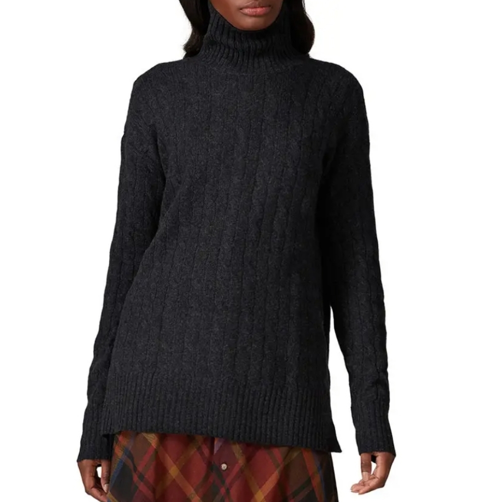 Polo Ralph Lauren Relaxed Grey Turtleneck Tunic Sweater